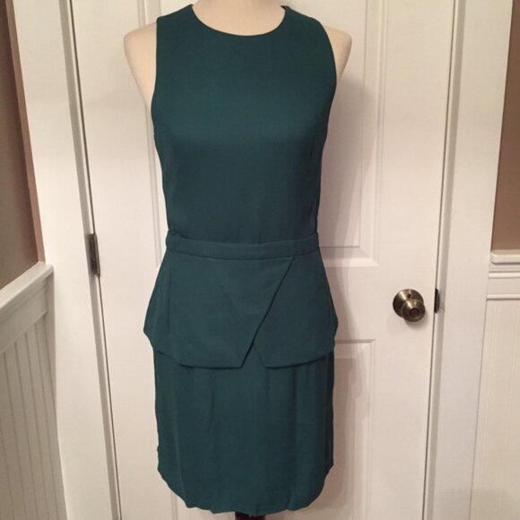 TIBI DRESS GREEN SHEATH SLEEVELESS PEPLUM Size 8 - Picture 1 of 6